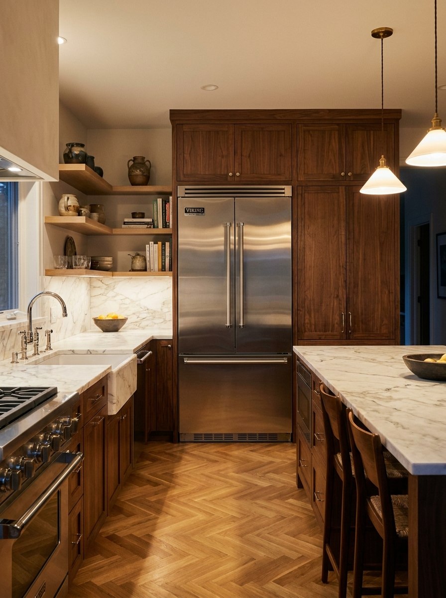 Refrigeration appliance in a luxury kitchen